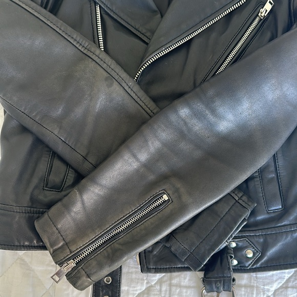 Maje Leather Biker Jacket Black Size 36 - Picture 5 of 13